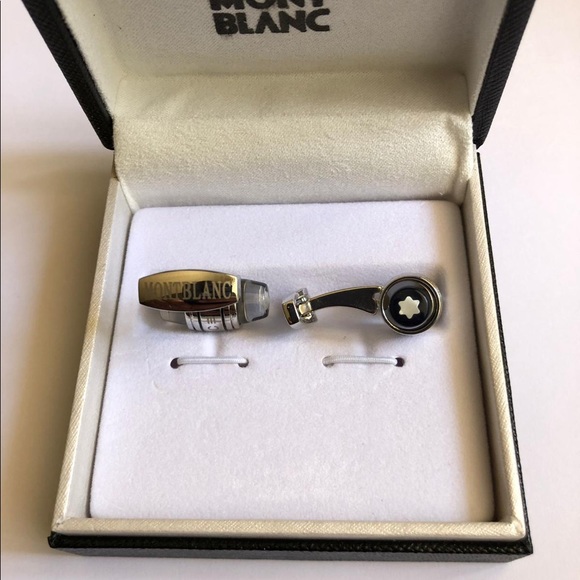 New Montblanc Silver Coated / Glass Cufflinks - Picture 3 of 3
